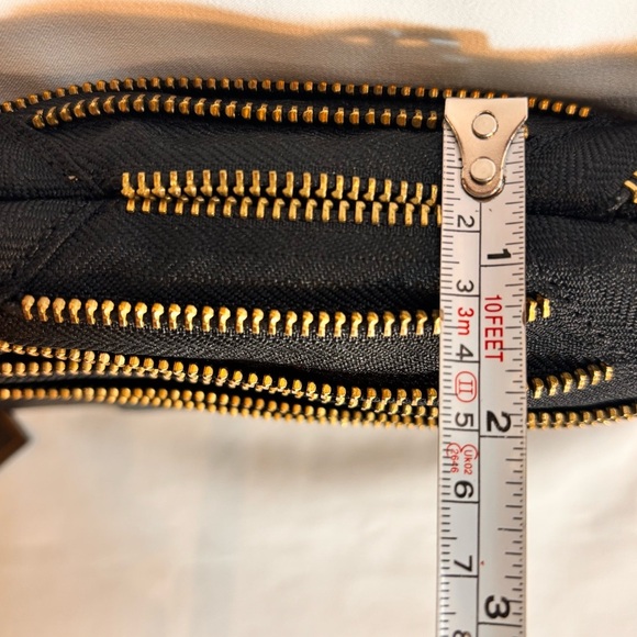 BCBG MAXAZRIA Zipper Leather Black and Gold Clutch Bag With Handle NEW WITH TAG - Picture 10 of 11